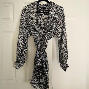 100% Silk Rachel Zoe Sz 8 Dress Black Pattern